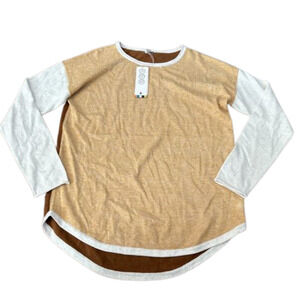 Smartwool Womens Size L Shadow Pine Colorblock Crew Sweater Brown Gold NWT‎